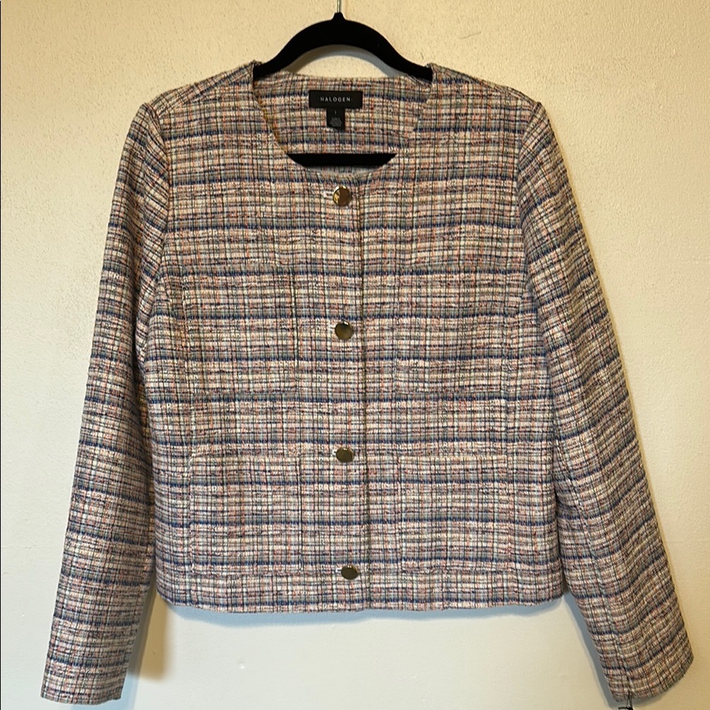 Women's Plaid Jacket blazer with gold buttons